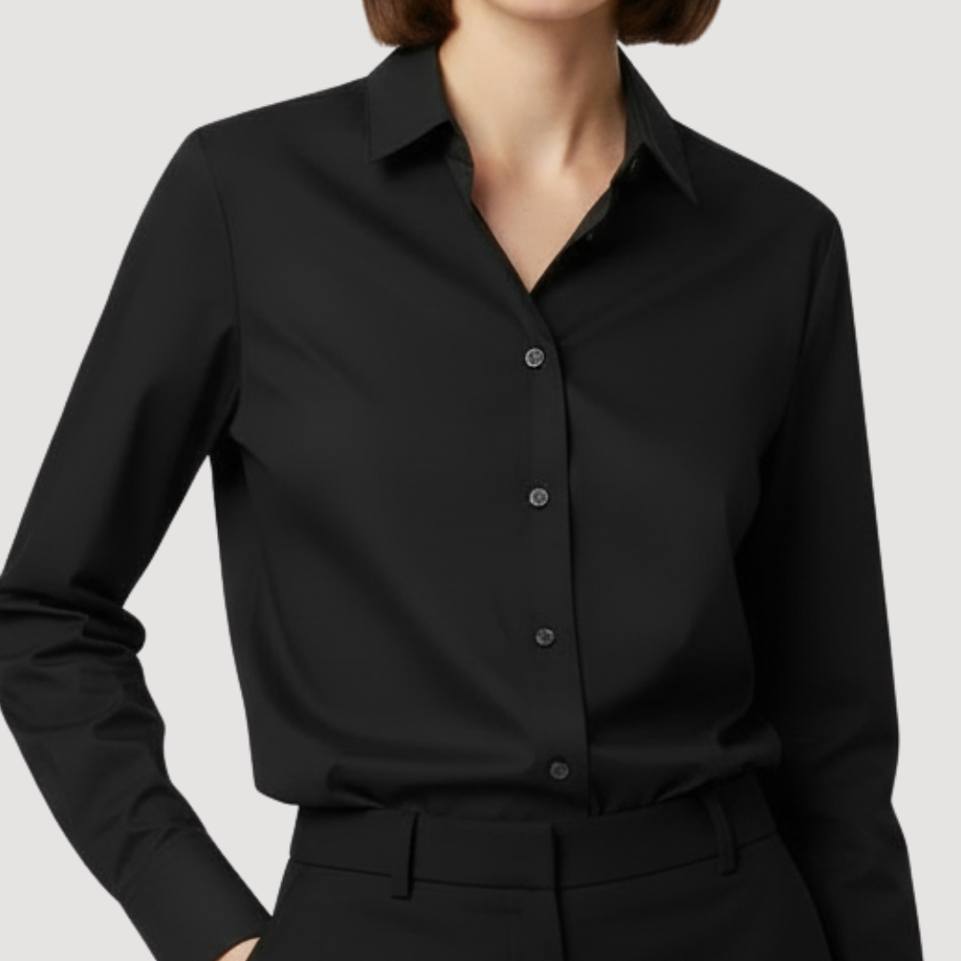 Black Cotton Button Down Shirt