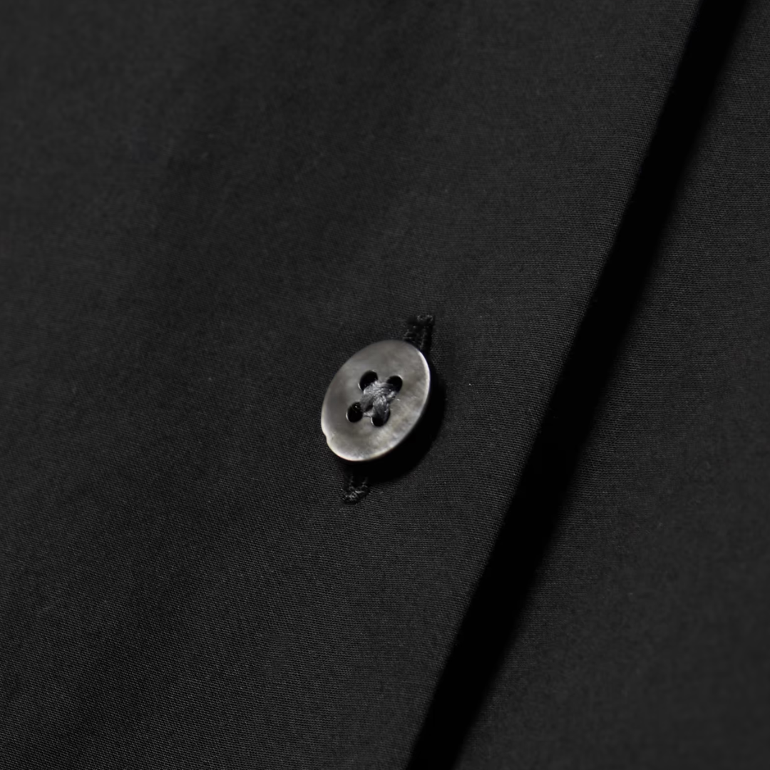 Black Cotton Button Down Shirt