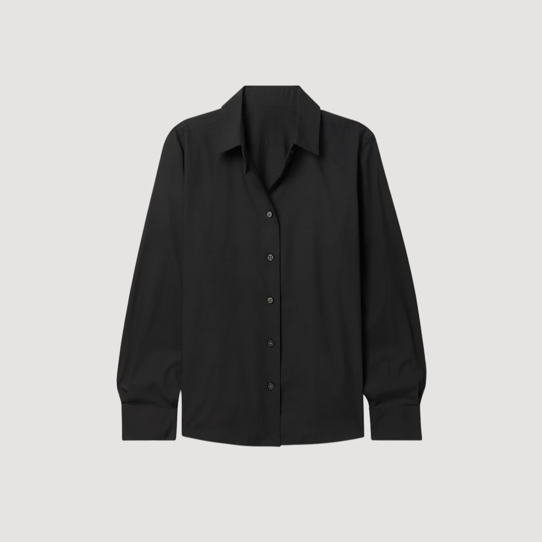 Black Cotton Button Down Shirt