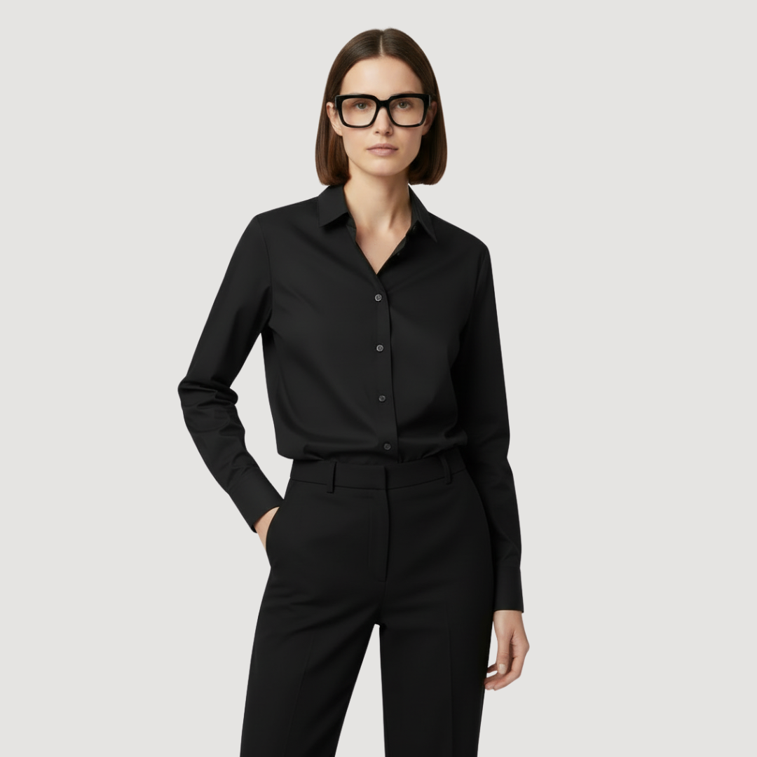 Black Cotton Button Down Shirt