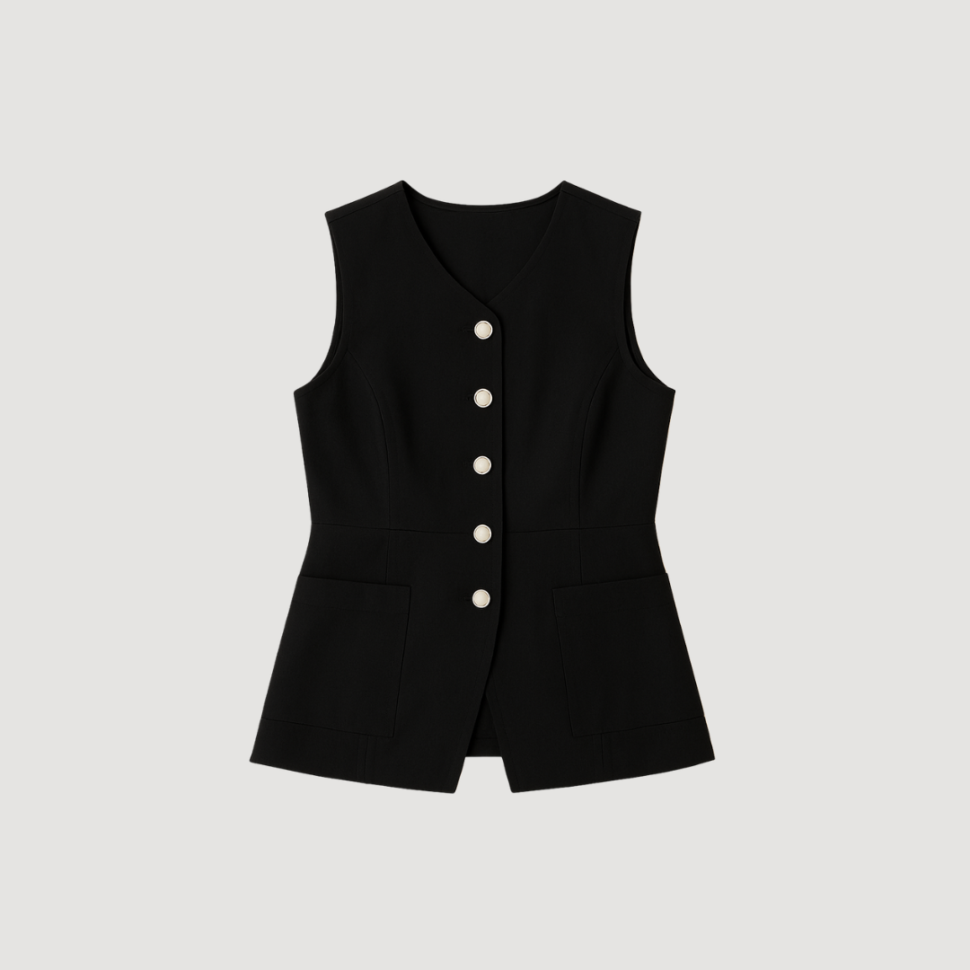 Black V-Neck Sleeveless Summer Vest